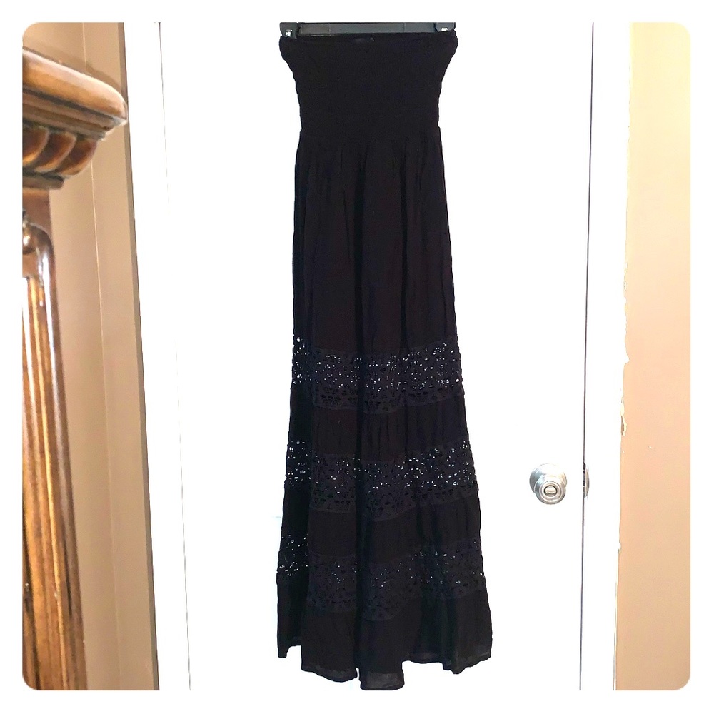 Black strapless wet seal dress